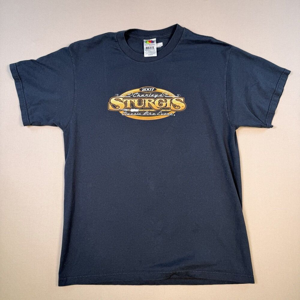 VTG Sturgis Charley’s Bike Event 2007 White Buffalo Graphic T-shirt Men Med FOTL